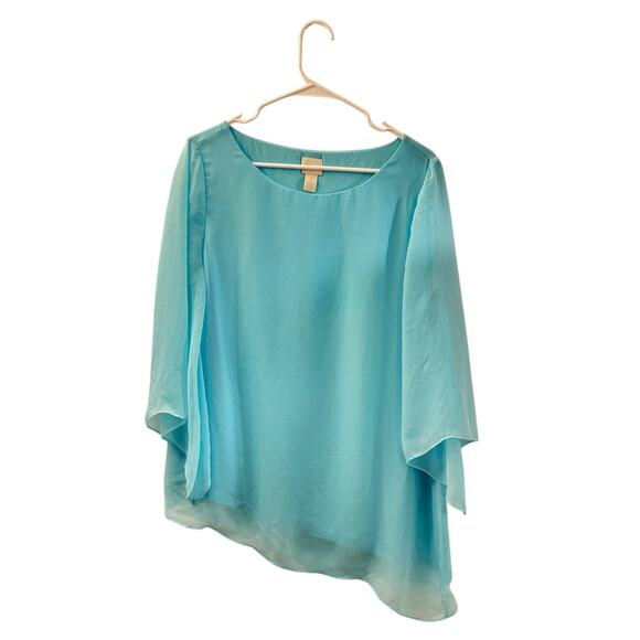 Chico’s Light Blue Blouse Size 1 (M/8-10) Polyester Shell Rayon Lining - Picture 1 of 7